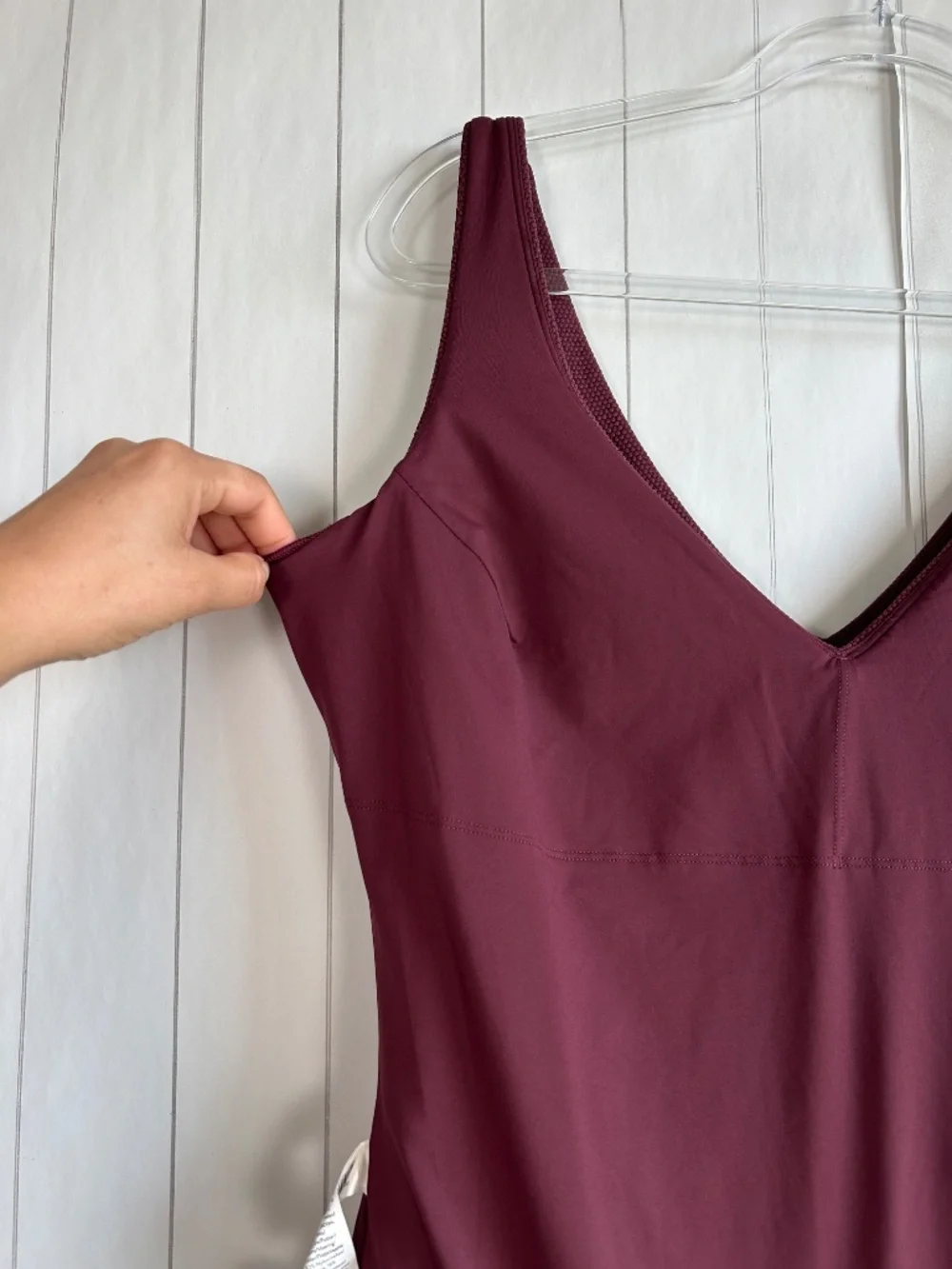 Spanx plus size 2X pike shaping swim dress burgundy v-neck UPF 50+ no padding - Picture 7 of 11